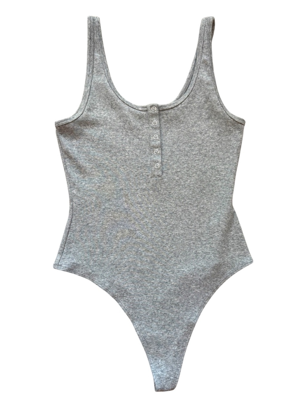 Aritzia Sunday Best Henley Tank Thong Heather Grey Bodysuit Size Small